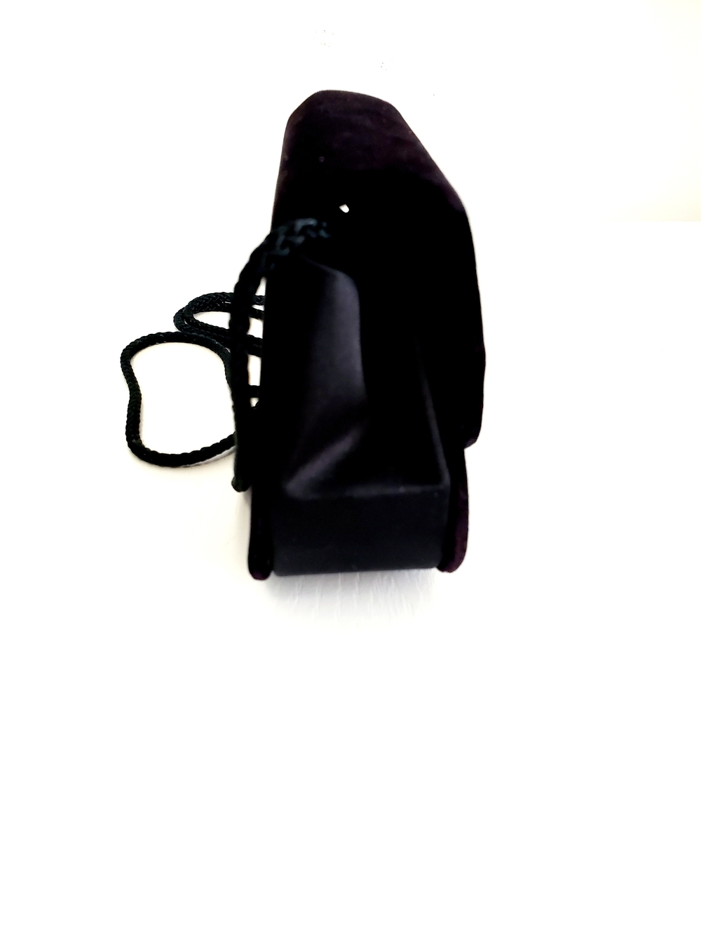 Black Velvet Mini Crossbody Bag with Braided Strap - Picture 3 of 5